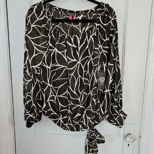NWT Olive and Cream Blouse- M
